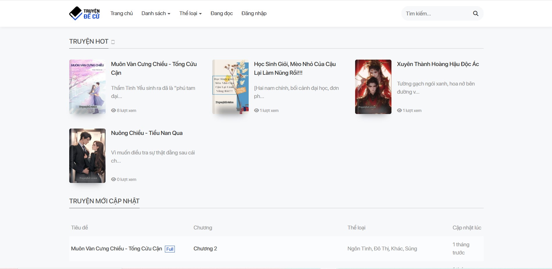 Theme truyện v8 chạy laravel nguồn truyện từ truyenfull (truyện đề cử)